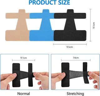 Afmetingen van een TAPEX-strip: 9,1 bij 9,5 cm, rekbaar tot 14 cm